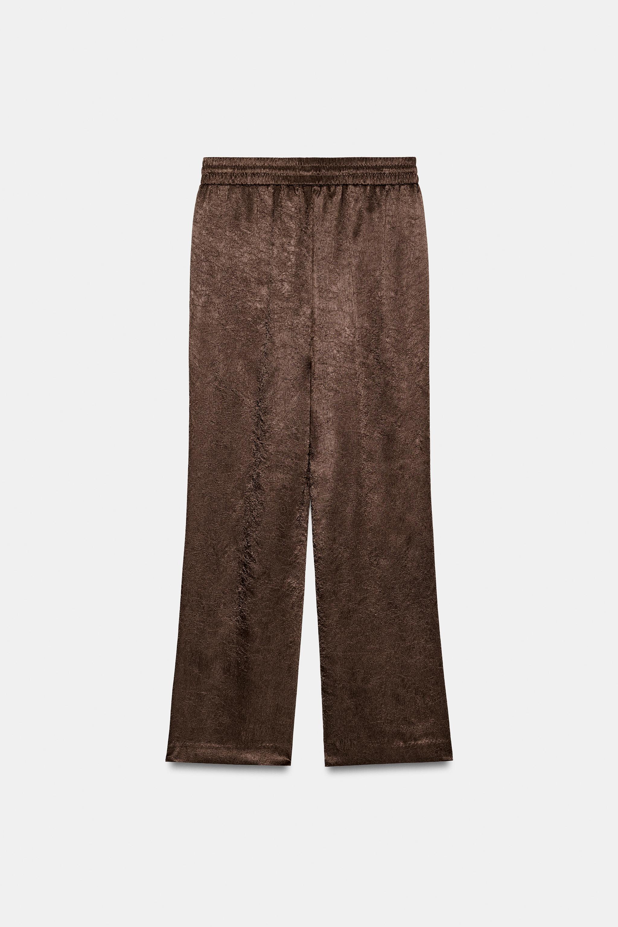 WRINKLE-LOOK FLOWY PANTS
